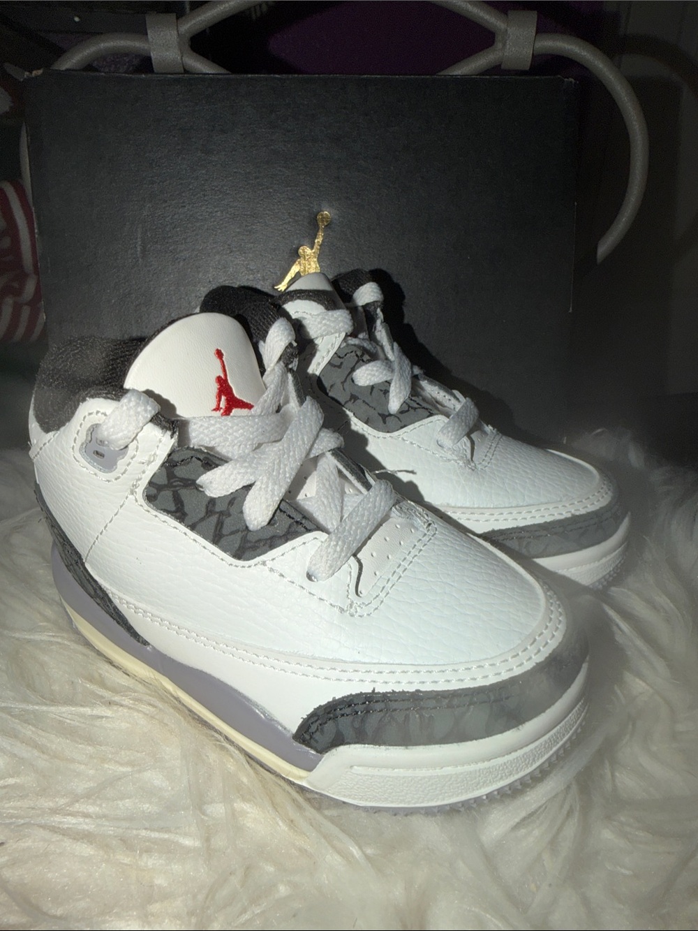 Jordan Kids White and Gray Sneakers with Red Jumpman